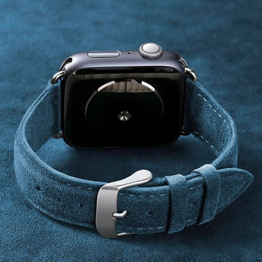 Alcantara Apple Watch Band With Buckle - Grigio Spazio With Red Stitching - 42/44/45/46mm & Ultra (49mm)