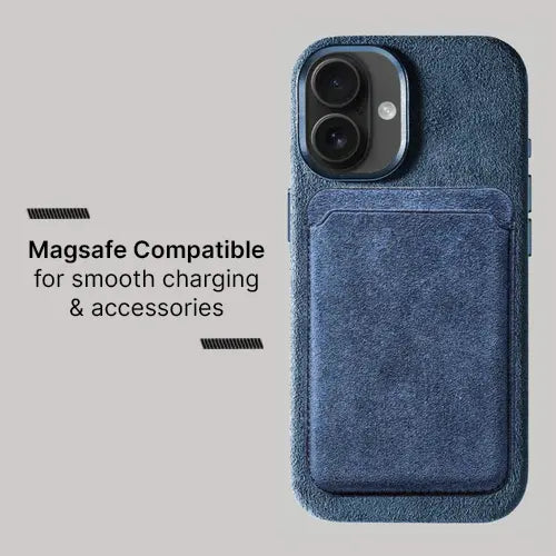 Alcantara Case for iPhone 17 – Blue Monaco